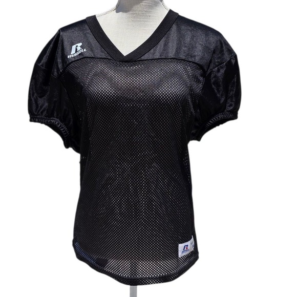 Russell Athletic Football Jersey V Neck Mesh Short Sleeve Top - Picture 1 of 2